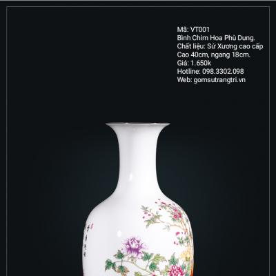 Bình Sứ Xương Chim Trĩ - Hoa Phù Dung